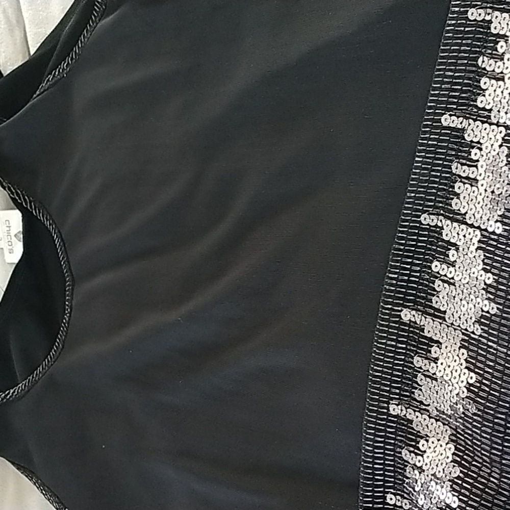 Chico's Sequins Contemporary Tank Black/Silver Chico's 2 - Picture 7 of 8